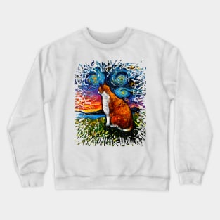 Orange and White Tabby Night (Splash version) Crewneck Sweatshirt